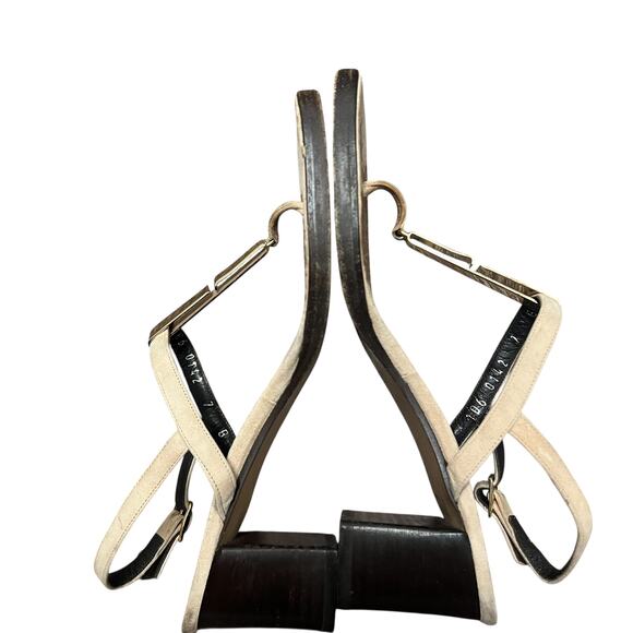 Vintage Gucci Gold Accent Suede Block Heel Sandals Size 7 - Picture 3 of 6